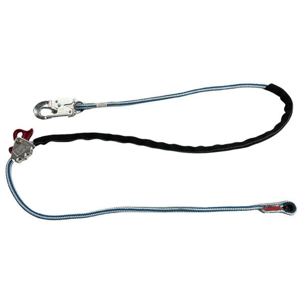 Arbor Flex 16-Strand 1/2" Rope positioning Lanyard W/ Aluminum Body Ansi Steel Gate Snaphook & Rope Grab (with chafe)