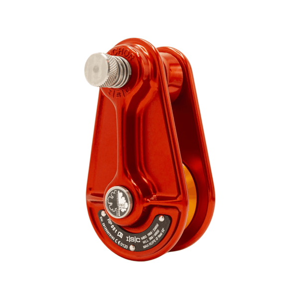 ISC 100kN MBS/2000kg WLL Small Cast Pulley 16mm Rope (red with orange wheel)