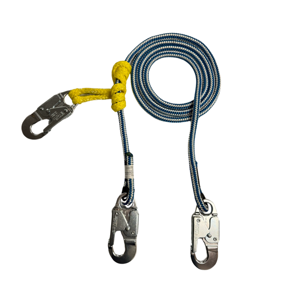 Arbo Space Arbor Flex 16 Strand 1/2" 2 in 1 Lanyard with 2 x Aluminum Body Steel Gate Double Action Snap Hook and a Prusik w/ Ansi Snap Hook 12'
