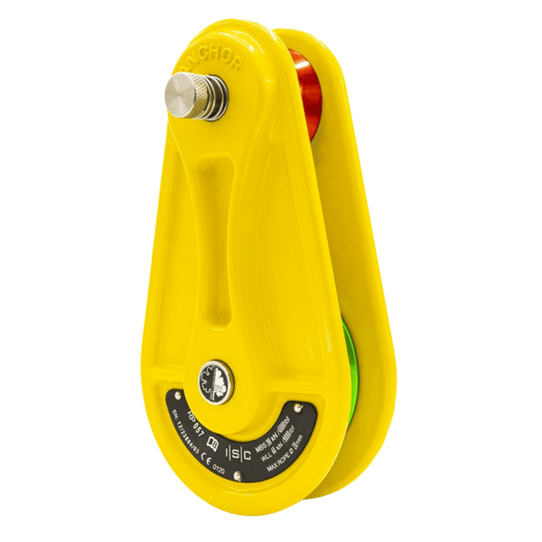 ISC 200kN MBS/4000kg WLL Large Cast Pulley 20mm Rope (yellow with green wheel)